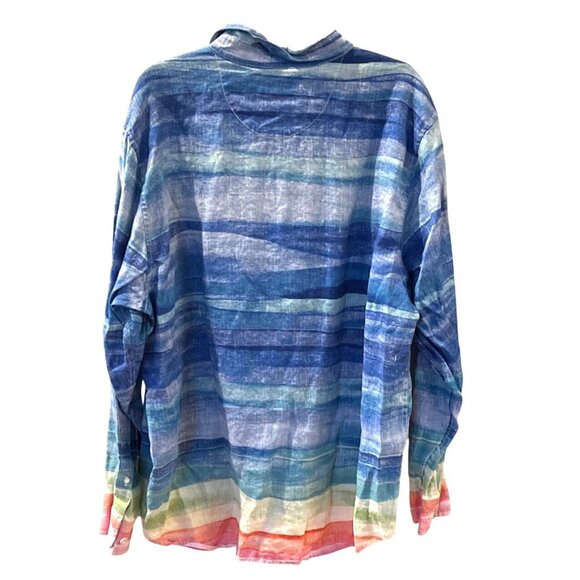 Tommy Bahama Men Linen Shirt Beach Multicolor Button Down Size XL Travel Casual - Picture 2 of 13